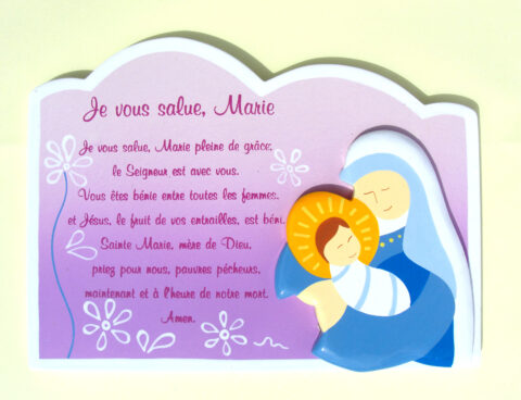 Cadre " Je vous salue Marie" bleu – Image 2