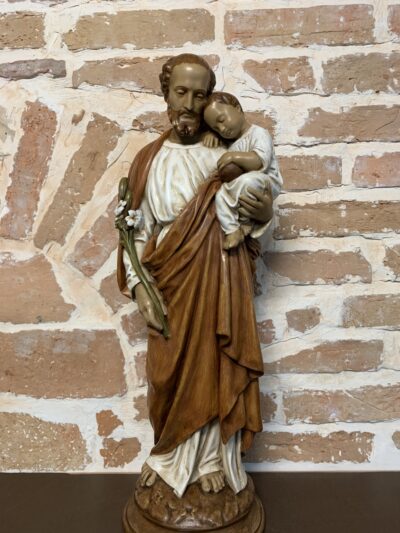 Saint Joseph à l'Enfant - Marron et Blanc
