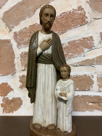 Saint Joseph avec Enfant et Colombe - Vert et Blanc