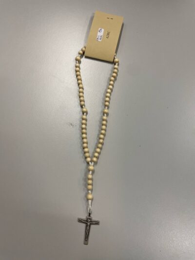 Chapelet bois avec croix en métal