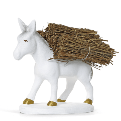 Santon ARTERRA - Ane au fagot de bois - 9 cm blanc
