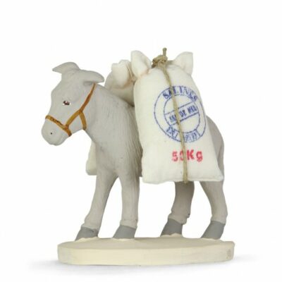 SANTON ARTERRA - Âne chargé de farine - 7cm blanc