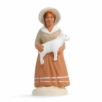 SANTON ARTERRA - Bergère à l'agneau - 7cm blanc