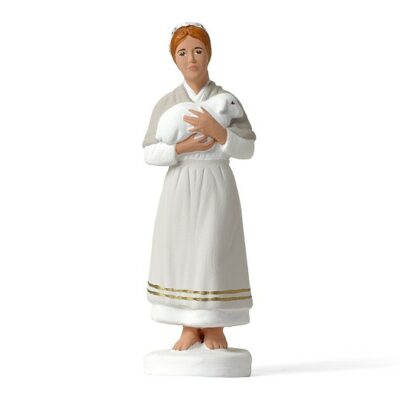 Santon ARTERRA - Bergère à l'Agneau - 9 cm blanc