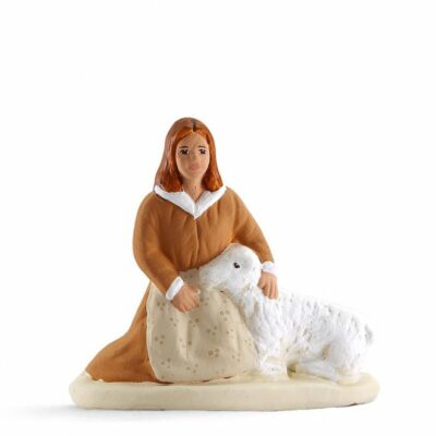 SANTON ARTERRA - Bergère au mouton - 7cm blanc