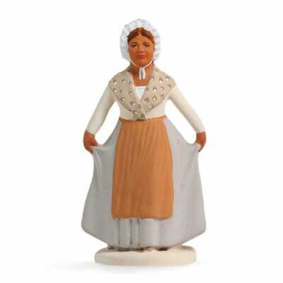SANTON ARTERRA - Danseuse provençale révérence grise - 7cm blanc