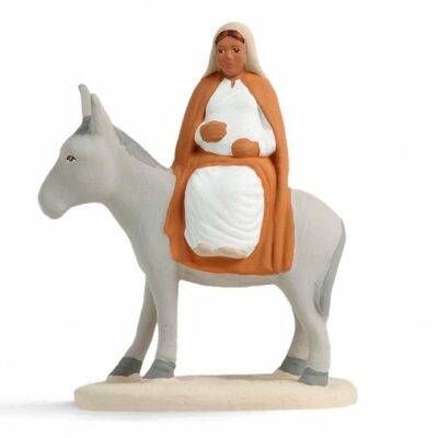 Santon ARTERRA - Marie de l'Avent sur l'âne - 7cm blanc