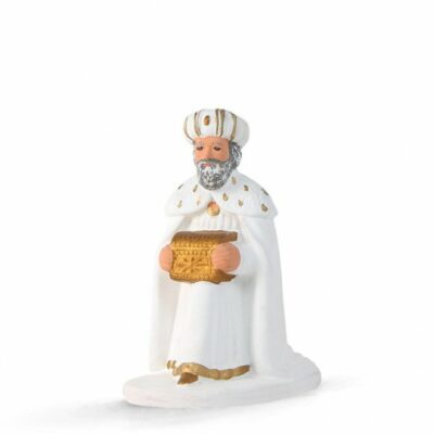 Santon ARTERRA - Roi à genou - 9 cm blanc